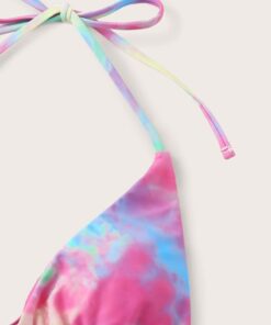 2020 Tie Dye Bikini Women Rainbow Swimsuit Lace Up Bandage Two Piece Bathing Suits Thong Bikini Set Swimwear Biquini Feminino