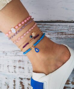 Bohemian Shell Stone Anklets Set for Women Multicolor Braided Beach Wtar Drop Crystal Feet Leg Chain Summer Jewelry Accessories