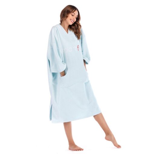 Women Men Microfiber Wetsuit Changing Robe Poncho with Hood Quick Dry Swim Beach Pool Surf Towel Compact Lightweight Bathrobe