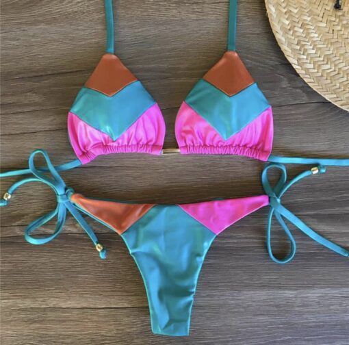 String bikinis 2019 Mujer Brazilian thong bikini set Halter swimwear women Patchwork swimsuit female bathing suit Bandage new