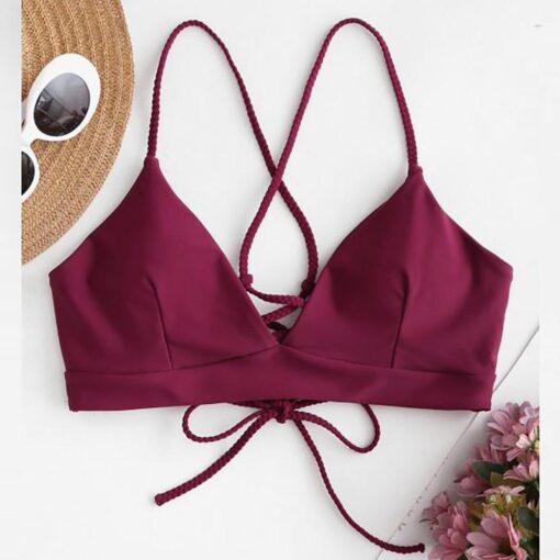 Sexy Women Bikini Tops Bandage Solid Push-up Padded Bra Swimsuit Swimwear Beachwear top bikinis 2020 mujer T@