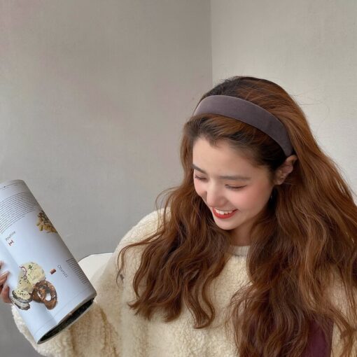 1PC Fashion Women Summer Velvet Headband Vintage Wide Side Press Elastic Hair Bands Soft Solid Girls Headwear Hair Accessories