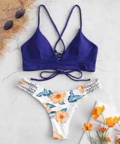 Women Swimwear Cut Flower Two Piece Sexy Bikini Set Pushups Swimsuit Set Bikini Bottoms High Waisted Swimming Suit купальник*P