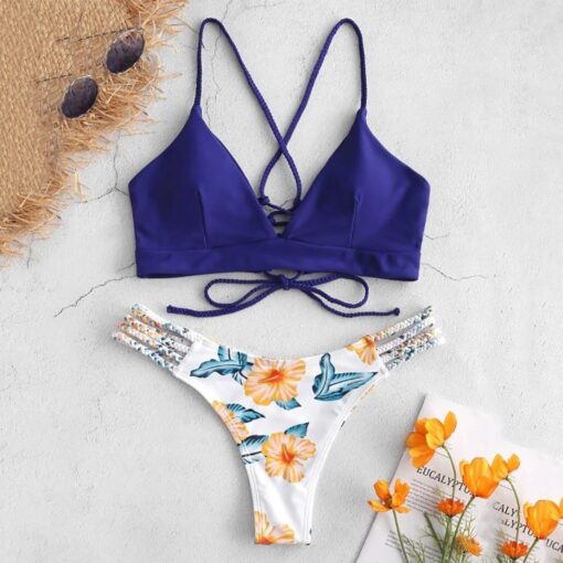 Women Swimwear Cut Flower Two Piece Sexy Bikini Set Pushups Swimsuit Set Bikini Bottoms High Waisted Swimming Suit купальник*P