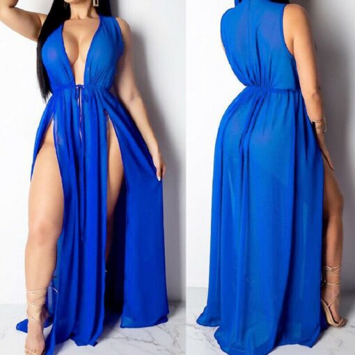 Women Chiffon Kimono Beach Bikini Cover Up Wrap Boho Dress Beachwear Long Split Vestidos