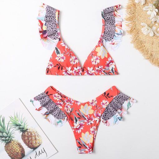 Cute Bikinis 2021 Sexy Bikini Set Micro Bikini Ruffle Swimsuits Female Swimwear Thong Bathing Suit Brazilian Biquini Bather
