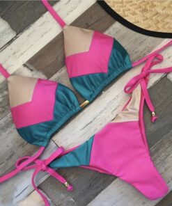 String bikinis 2019 Mujer Brazilian thong bikini set Halter swimwear women Patchwork swimsuit female bathing suit Bandage new