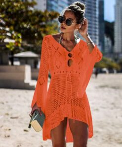 Women Swimwear Loose Bell Sleeve Hollow Out Beachwear Bathing Suit Cover Up fashion Leisure Swimsuit Beach dress Sexy beauty#1