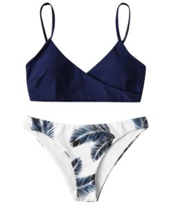 2020 Women's Sexy Fashion Swimwear Leaf Print Split Swimwear Bikini Yellow Plus Size Bikini Set Two Pieces Swimsuit