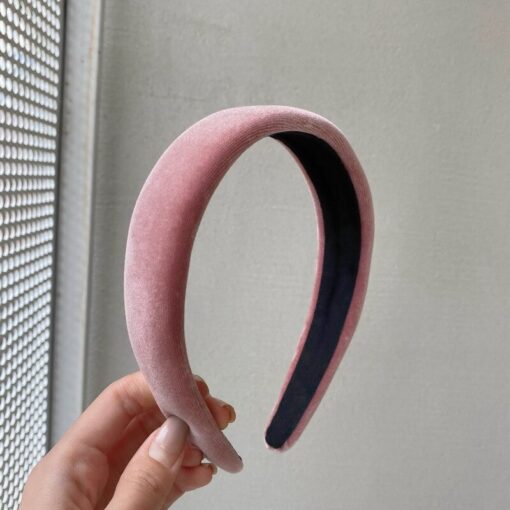 1PC Fashion Women Summer Velvet Headband Vintage Wide Side Press Elastic Hair Bands Soft Solid Girls Headwear Hair Accessories