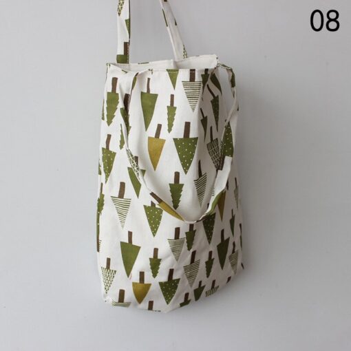 41*32cm New Arrival Women Girl Foldable Reusable Print Shopping Bag Eco Tote Handbag Beach Bag Cotton Linen Shoulder Bag
