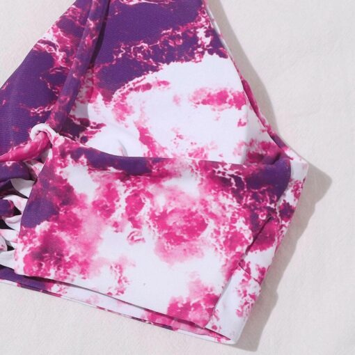 Tie Dye Bikini 2020 High Waist Bikini Push Up Elastic Band Swimsuit Sexy Biquini With Adjustable Strap Swimwear Women 619#3