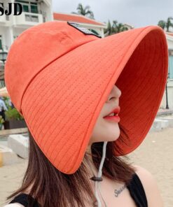 Women Summer Large Wide Brim Adjustable Visor Beach Hats Foldable Anti-UV Women Sun Hat Outdoor Travel Panama Female Cap Bonnet