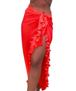 2020 Women Beach Skirt Ruffles Sarong Bikini Cover Up Chiffon Wrap Skirts Swimwear Fashion Swimwear Cover up Beachwear